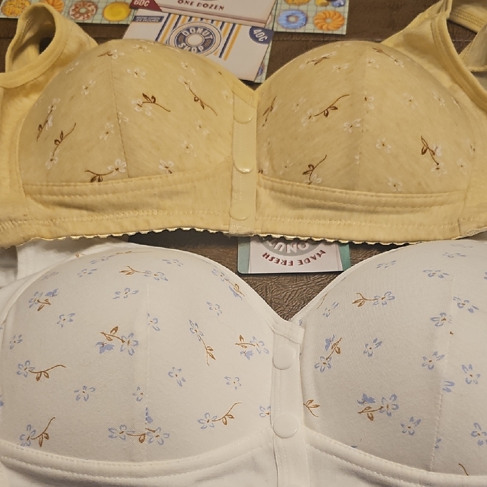 Women’s Front-Closure Comfort Bra - Yellow and White Floral